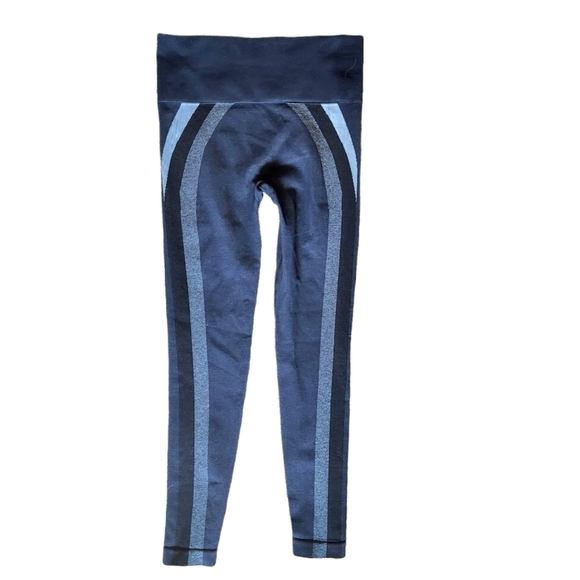 Spanx Look At Me Now Seamless Track Stripe Leggings Blue Navy Haze - Picture 5 of 8